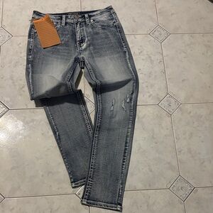 Men's Slim Fit Distressed Jeans in Gray